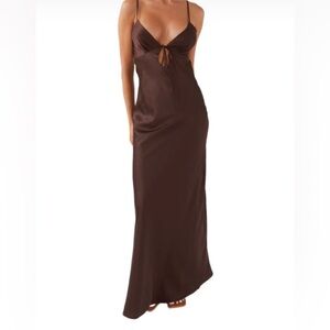 ✨Peppermayo Chocolate Flora Satin Maxi Dress✨